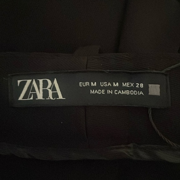 New ZARA Black Belted Wide Leg Drapey Trouser Pants - Picture 2 of 13